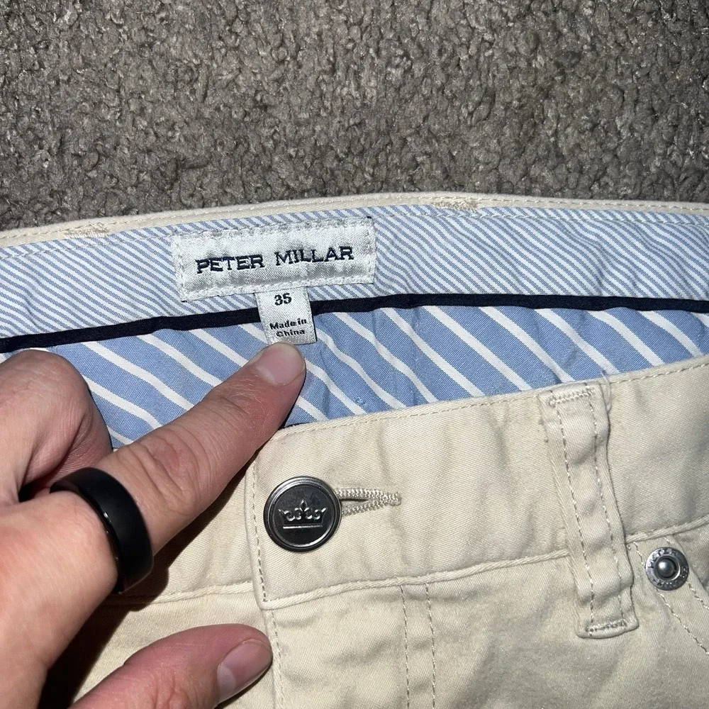 Peter Millar Men's Eb66 Performance Five Pocket Pant Size 35x32 Ivory